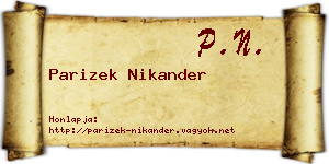 Parizek Nikander névjegykártya